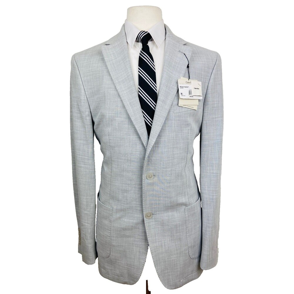 $295 NEW CALVIN KLEIN MENS 36R GRAY SLIM FIT SOFT BLAZER SPORT COAT SUIT JACKET